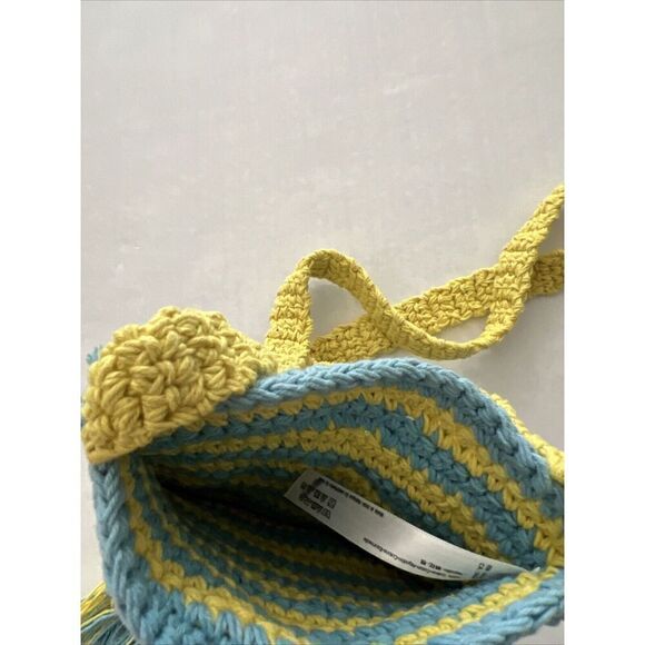 Urban Outfitters Crossbody Shoulder Crochet Bag Purse Yellow Blue NWOT - Picture 4 of 7